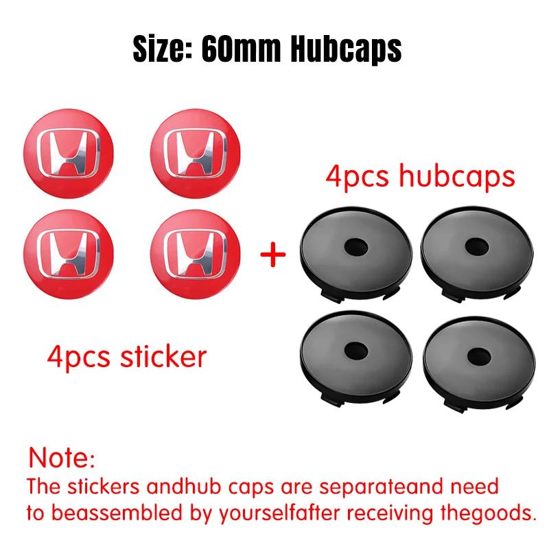 56/60mm Car Wheel Center Hub Cap Badge Logo Emblem Decal Wheel Sticker For Honda Civic City Accord Odyssey CRV Hrv Jazz CBR VTX
