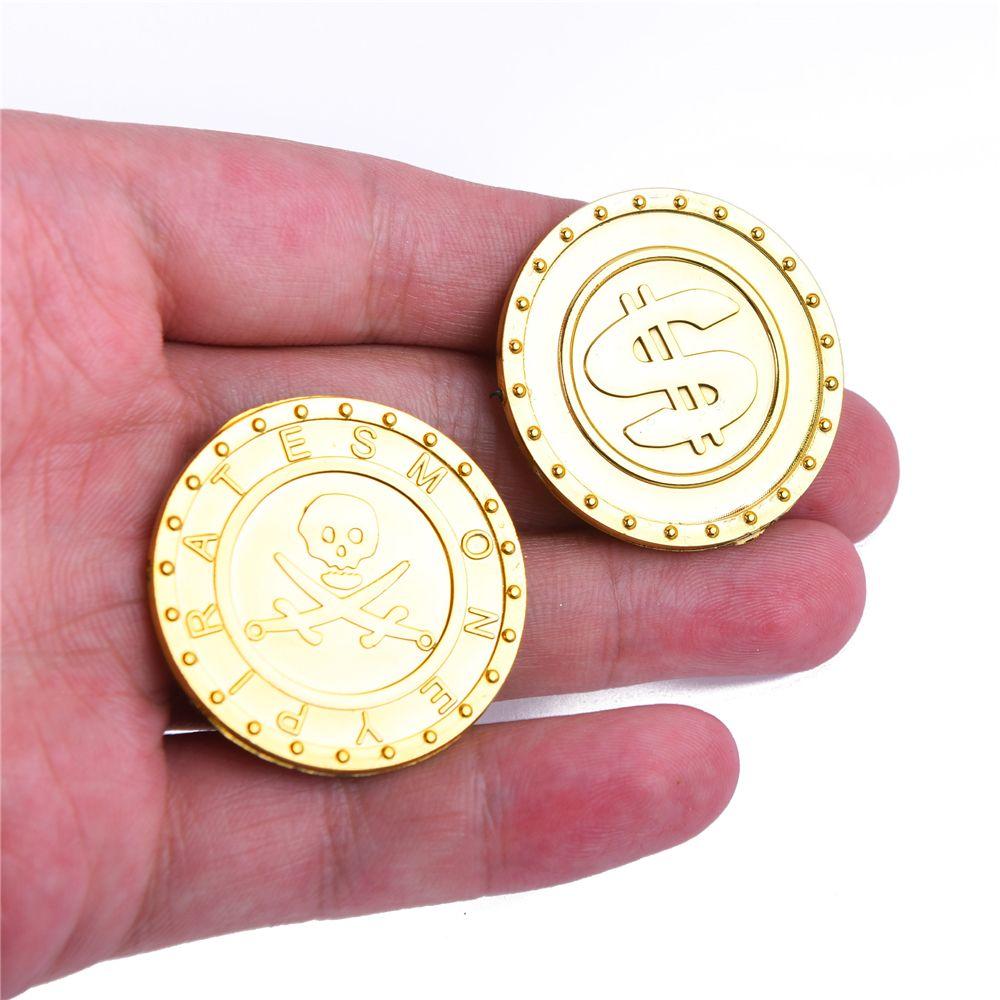 50 шт. Поддельные пластиковые украшения Сокровище Череп Пират Золотые монеты Хэллоуин Вечеринка Игра Монета