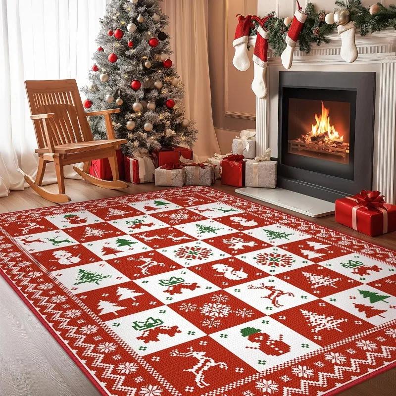 Carpet for Living Room Red Rug Christmas Home Decoration Floor Mat Advanced Light Luxury Large Area Bedroom Bedside Plush Mats