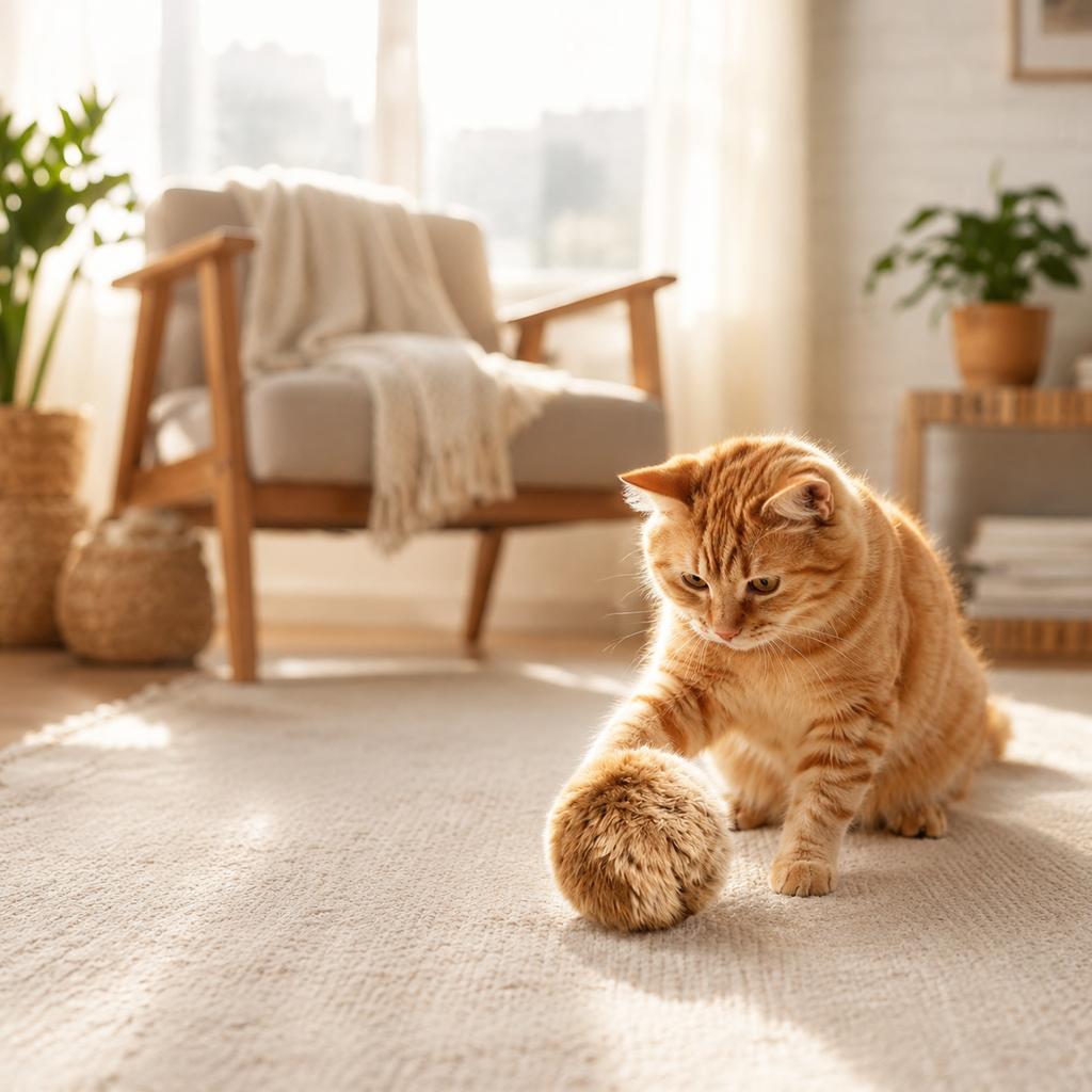 Soft Plush Rabbit Ball Cat Toy, No Battery Needed, Encourages Interactive Games, Great Indoor Activity Present for Kittens