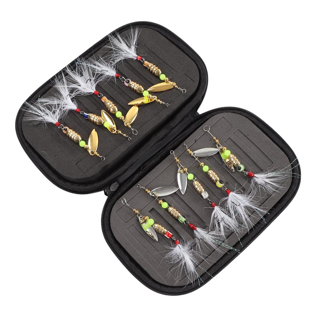 10 шт. вращающаяся рыболовная приманка с блестками, перьевой крючок из высокоуглеродистой стали, устойчивая к соленой воде