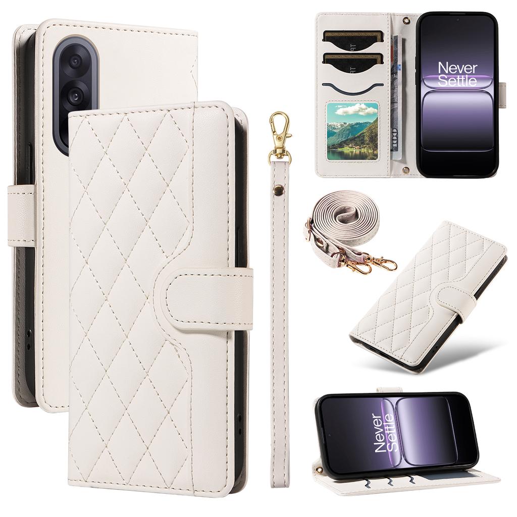 Для OnePlus Nord 5 5G/OnePlus Ace 5 Ultra 5G Чехол-кошелек Ромбовидный кожаный чехол для телефона с ремешком