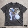 Three Great Egret Moon Shirt, Funny 90s Vintage Aesthetic Graphic Tee, Retro Comfort Colors® Water Bird Top, Ironic Wolf Moon Parody Gift