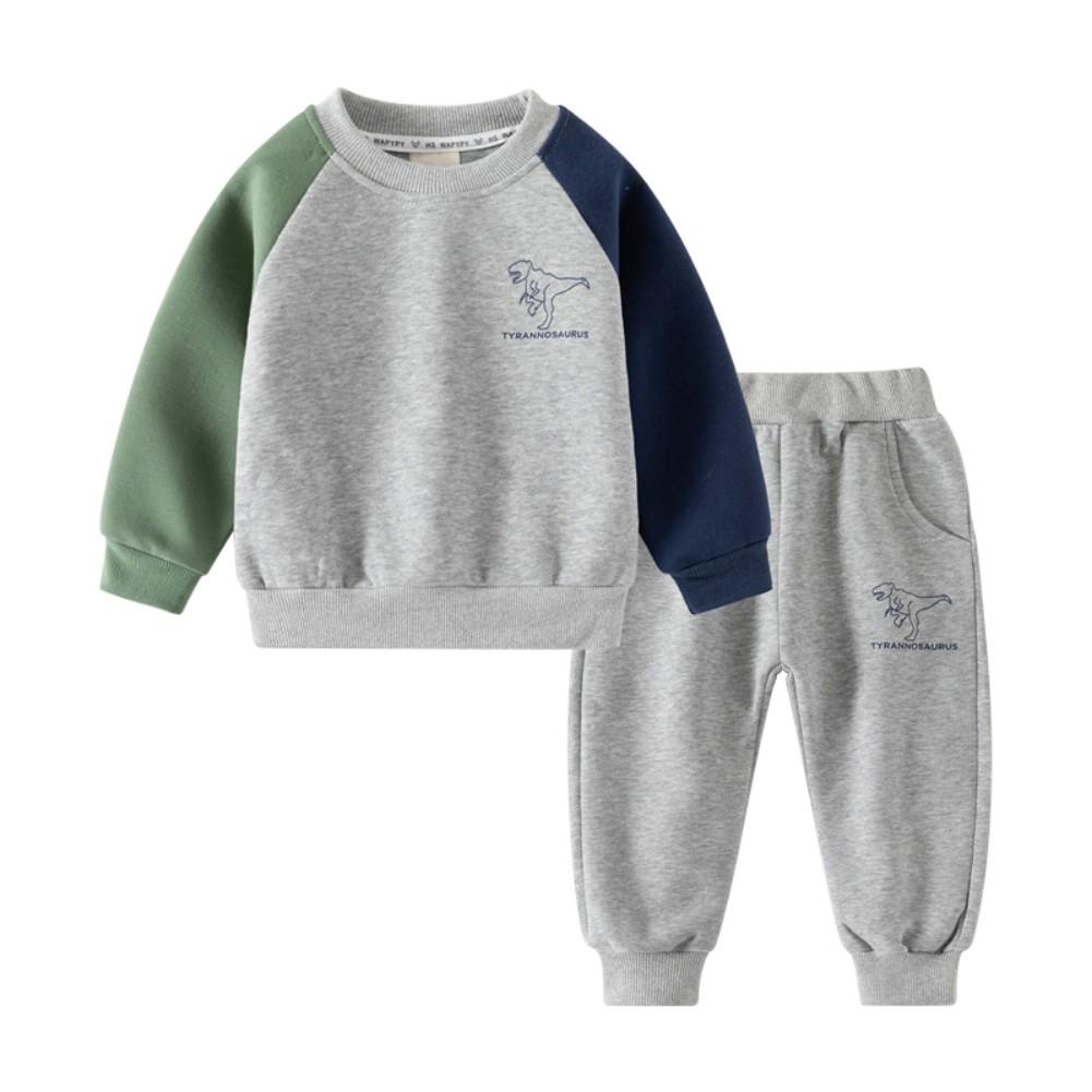 Осенне-зимний комплект свитшотов для мальчиков и девочек, пуловер с круглым вырезом, топ и штаны, детский повседневный комплект спортивной одежды