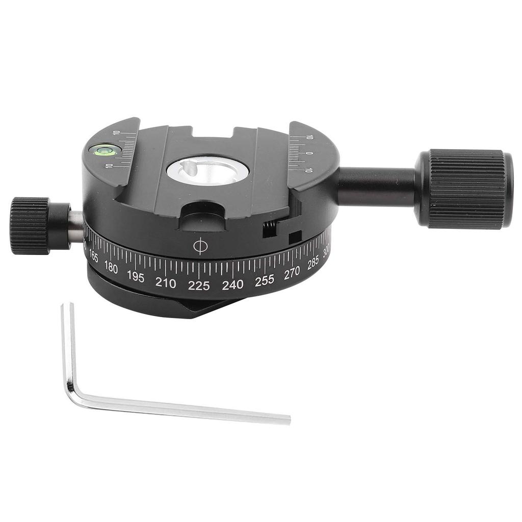QJ 01 Aluminum Alloy Panoramic Tripod Head, 360° Rotatable, for Arca-Swiss Clamps, with Quick Plate