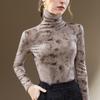 Turtleneck Bottoming Shirt Women's New Women's Clothing Printed Long-sleeved Polished T-shirt Waist Top