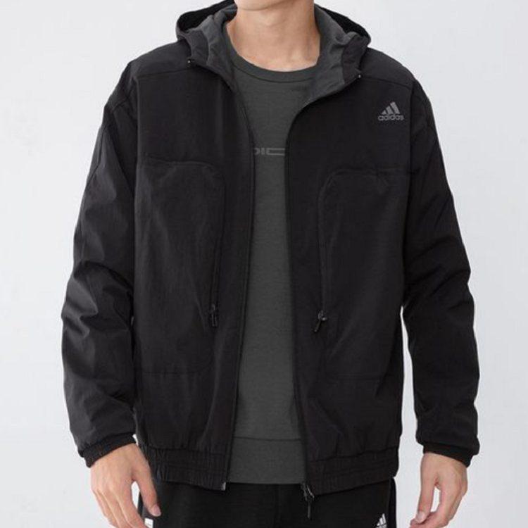 adidas Куртки Мужские Черные С Капюшоном Умеренные Другие H38399