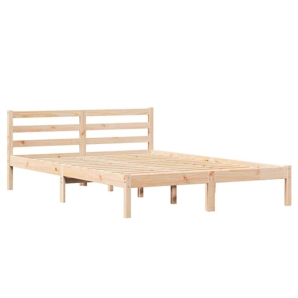 Brown Bed Frame 225.5 x 145.5 x 69.5 cm Solid Pine Wood