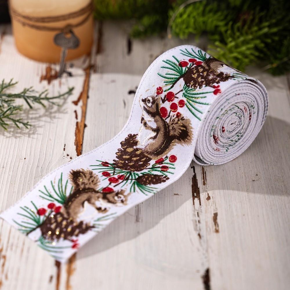 DIY Accessories Christmas Ribbon Lmitation Linen Fabric Swirl Ribbon Xmas Gift