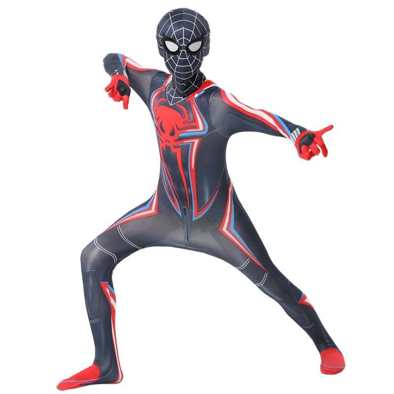 Ultimate Miles Morales Spider-Man Costume for Kids, Multiverse, Lycra, Ages 5-6, 130 cm, Multicolor