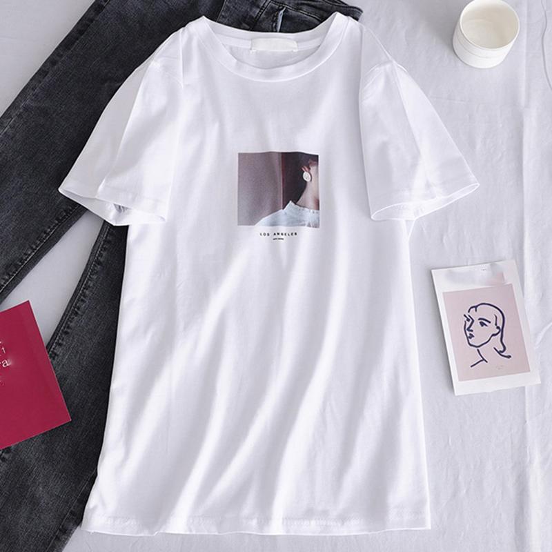 Футболка Hirsionsan Kawaii Printing для женщин, новые летние женские футболки Harajuku Light Color Tees с круглым вырезом, свободные футболки с коротким рукавом