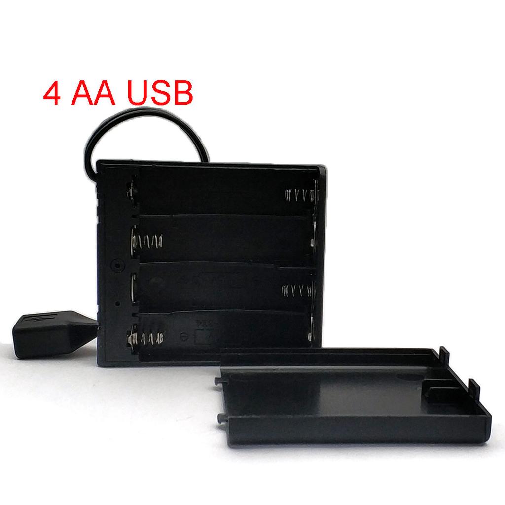 Держатель для батареек AA USB Бокс для батареек AA Кейс для батареек AA с USB-портом питания с крышкой с переключателем с 2/3/4/6/8 слотами DIY