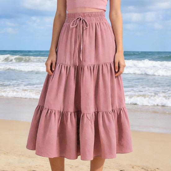 Женская летняя многоярусная юбка-макси А-силуэта с высокой талией, плиссированная, расклешенная, длинная, повседневная, летящая, пляжная, в стиле бохо