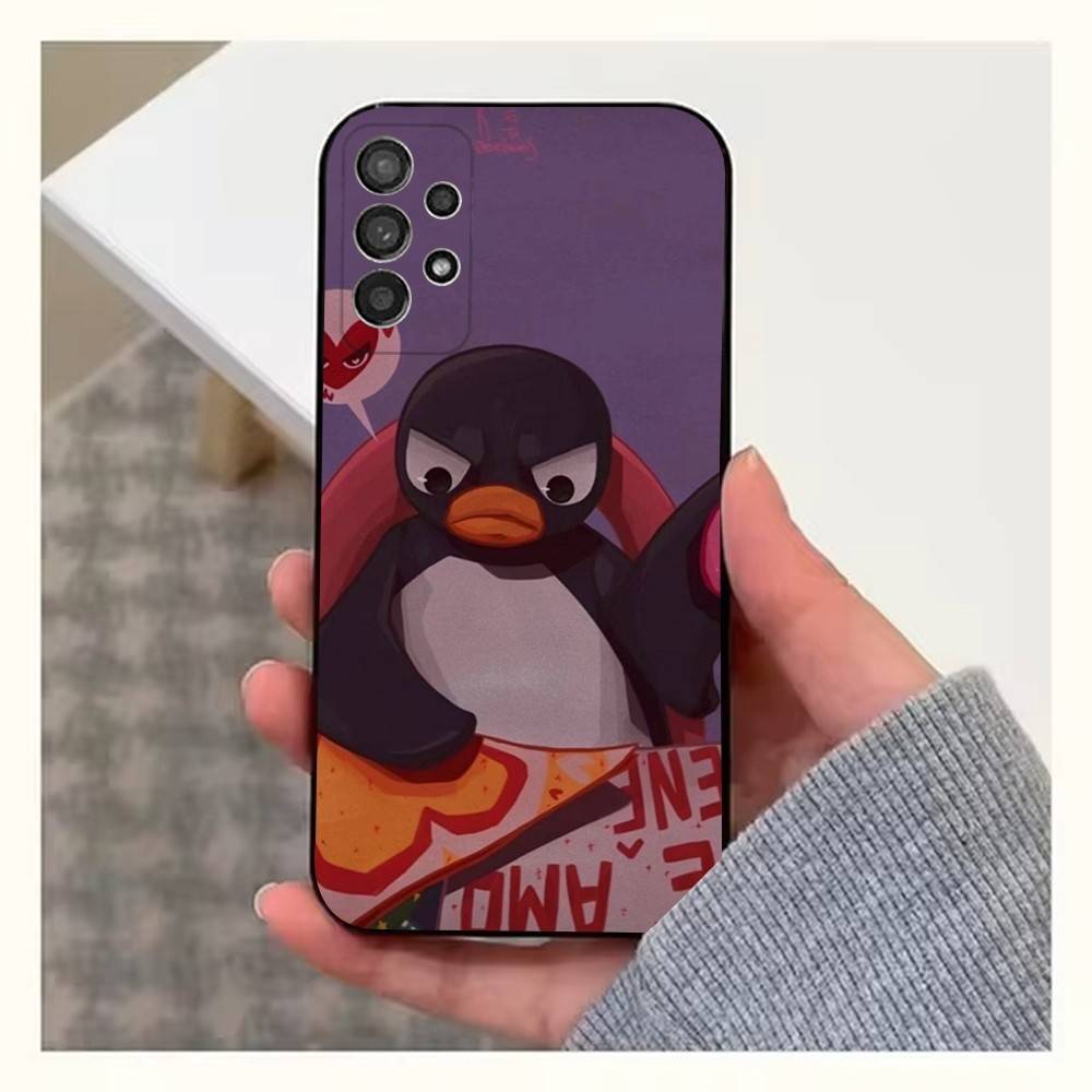 Cartoon Pingu Penguin Case For Samsung S22,S25,S24,S23,Ultra,FE,S20,S10,Plus,S21,S9,Lite,Soft Silicone Black