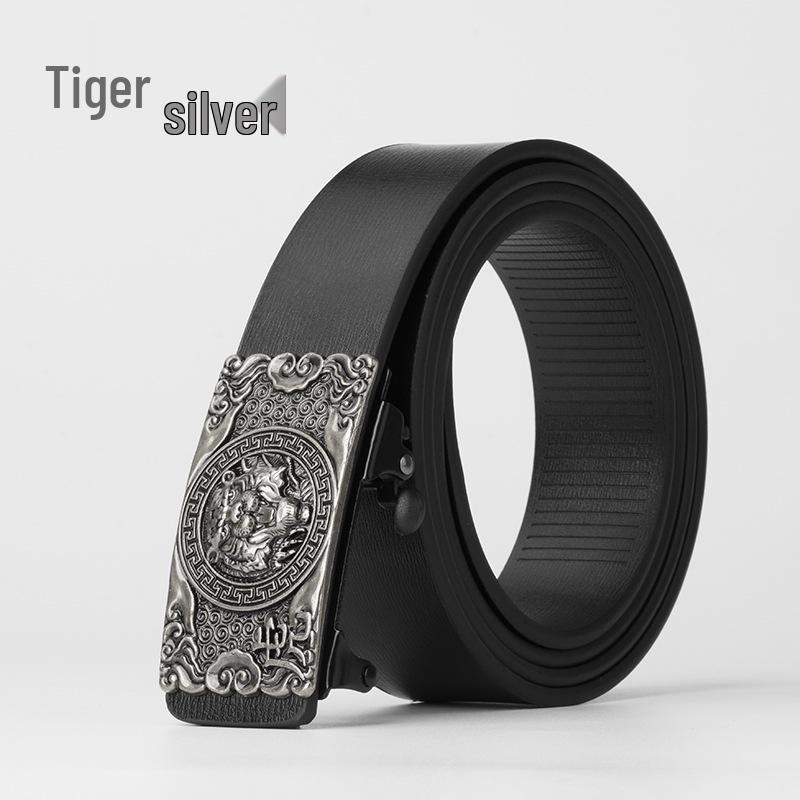 Chinese Zodiac Retro Men's Automatic Cowhide Leather Belt