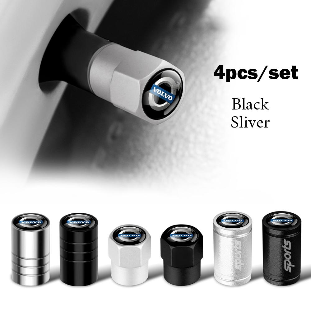 4Pcs Aluminum Alloy Car Wheel Tire Valve Caps Stem Cover For Volvo Rdesign XC60 XC90 XC40 V50 V60 V40 EX30 S60 C30 V70 S90 AWD