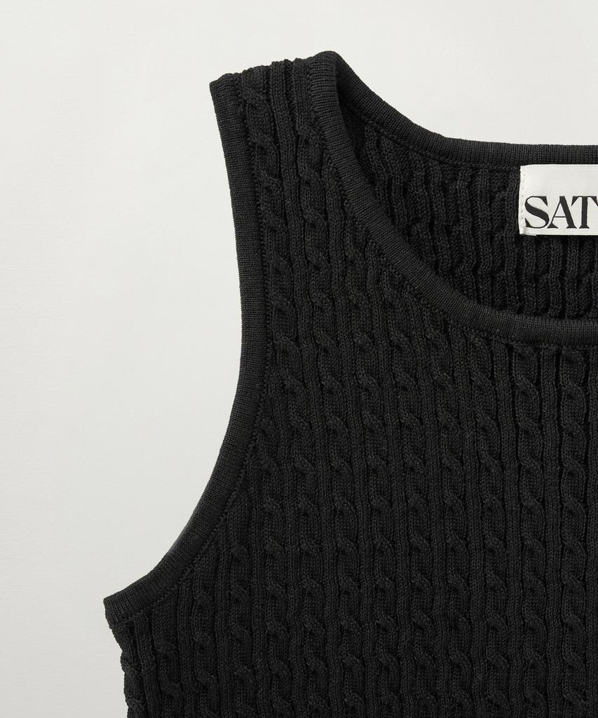 Сетэо (W) Безрукавный топ крупной вязки Черный
