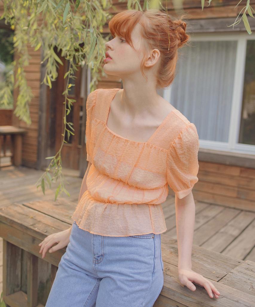 HACKESCH Bubble Square Blouse_Apricot