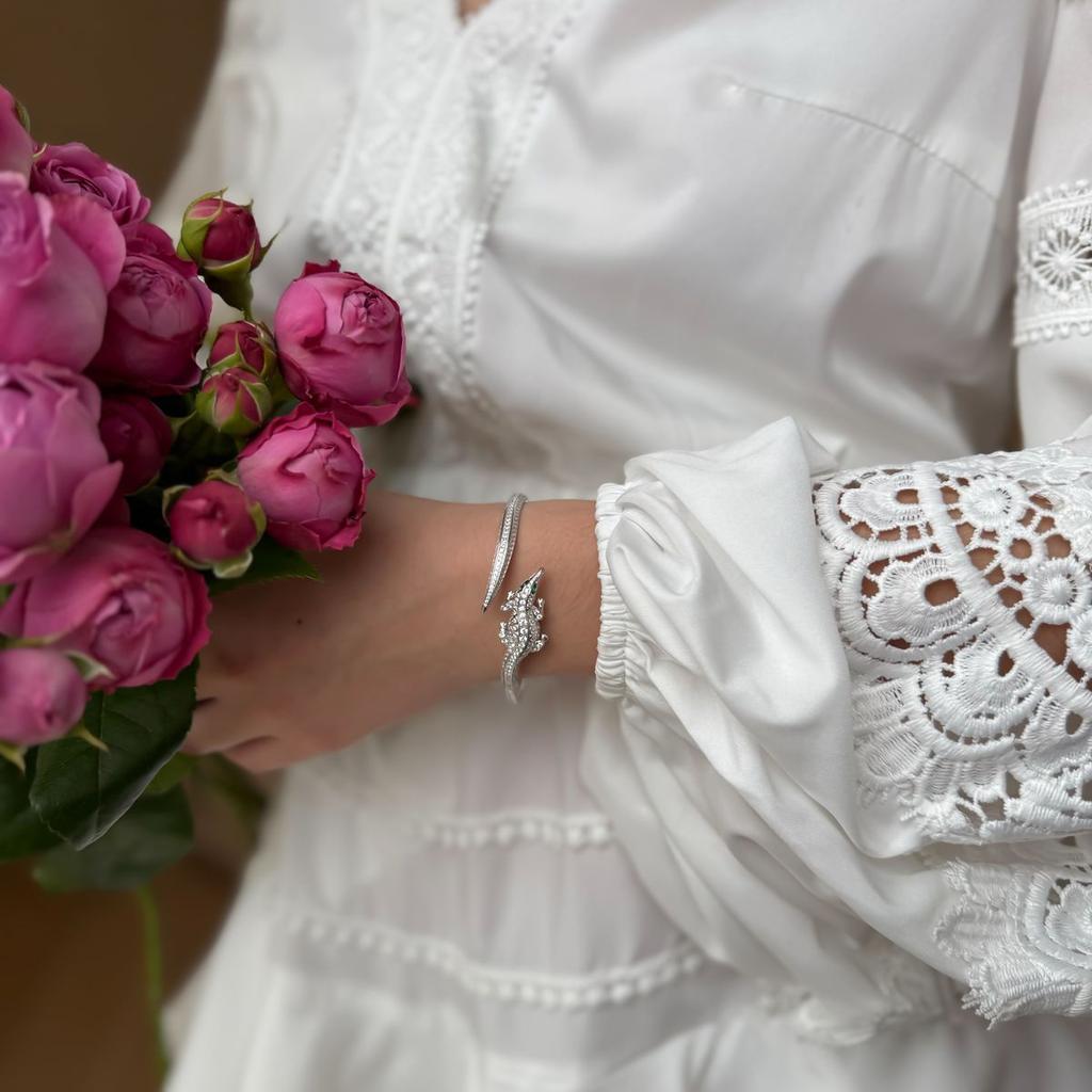 Серебряный браслет с фианитами, вес изделия 18,13 гр (2175636)