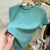 2023 Summer Women's Slim Fit Solid Color Round Neck Short Sleeve T-Shirt - Korean Style