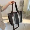 Big Bag Women's Fashion Striped Canvas Commuter Tote Stylish One-shoulder Crossbody Mommy Bag