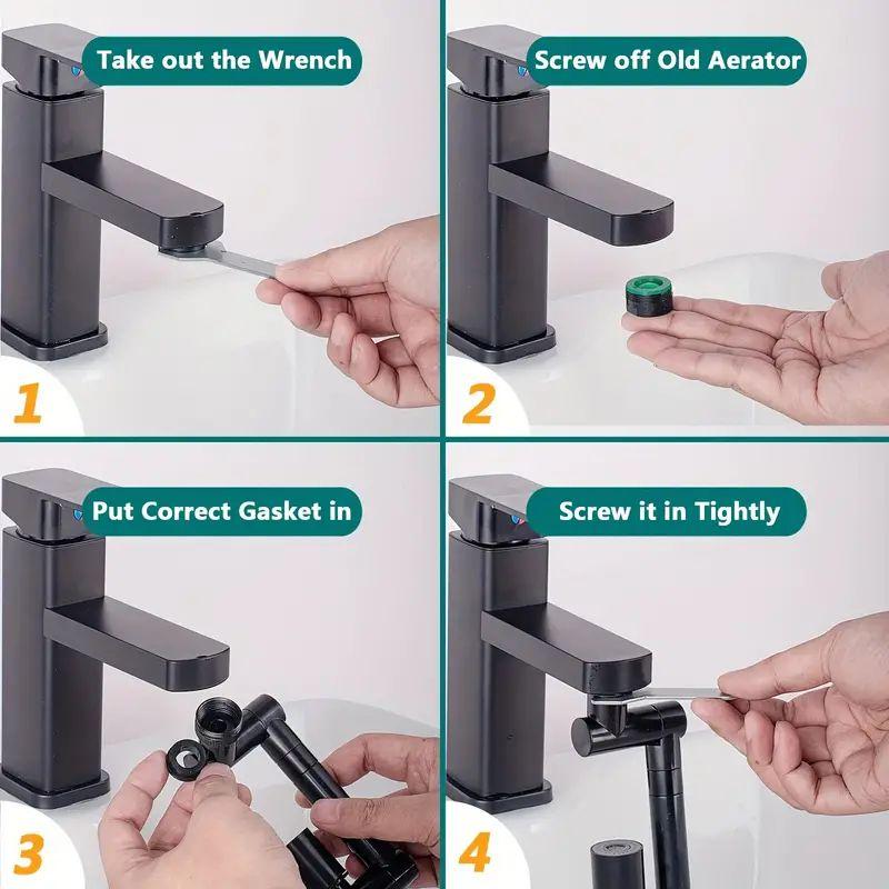 1 шт. Удлинитель для крана, роботизированная рука из сплава, вращающийся на 1080° универсальный удлинитель для крана, поворотный кран для раковины в ванной