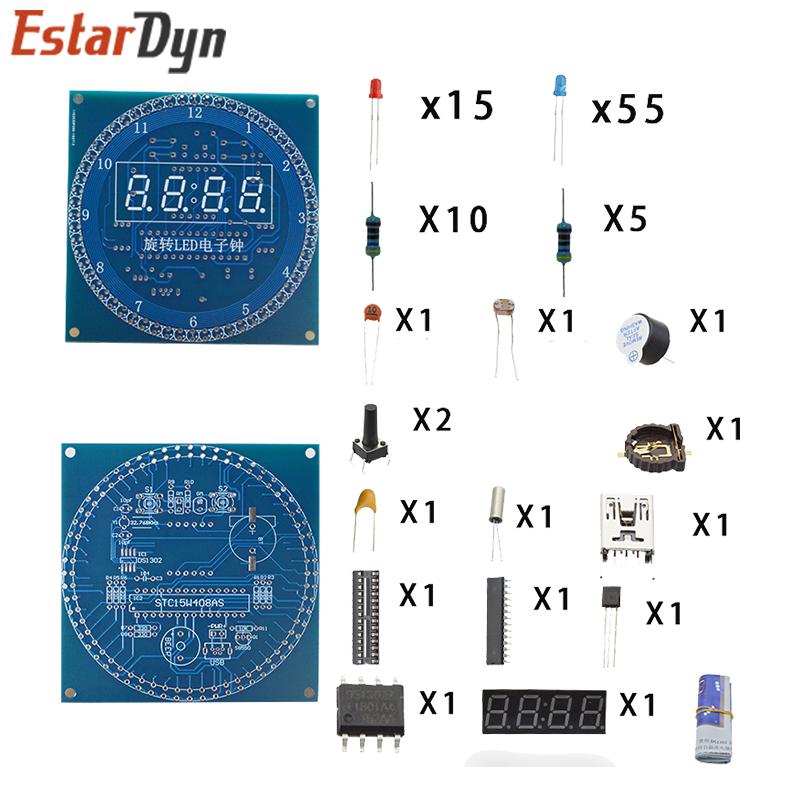 DIY вращающийся цифровой светодиодный дисплей модуль сигнализации комплект электронных цифровых часов 51 SCM обучающая доска 5 В DS1302