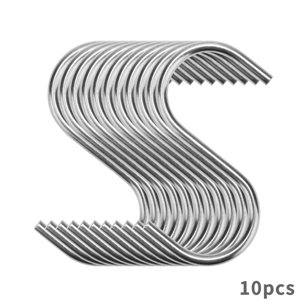 Stainless Steel S-Shaped Heavy-Duty Hook Silver Color 10PCS