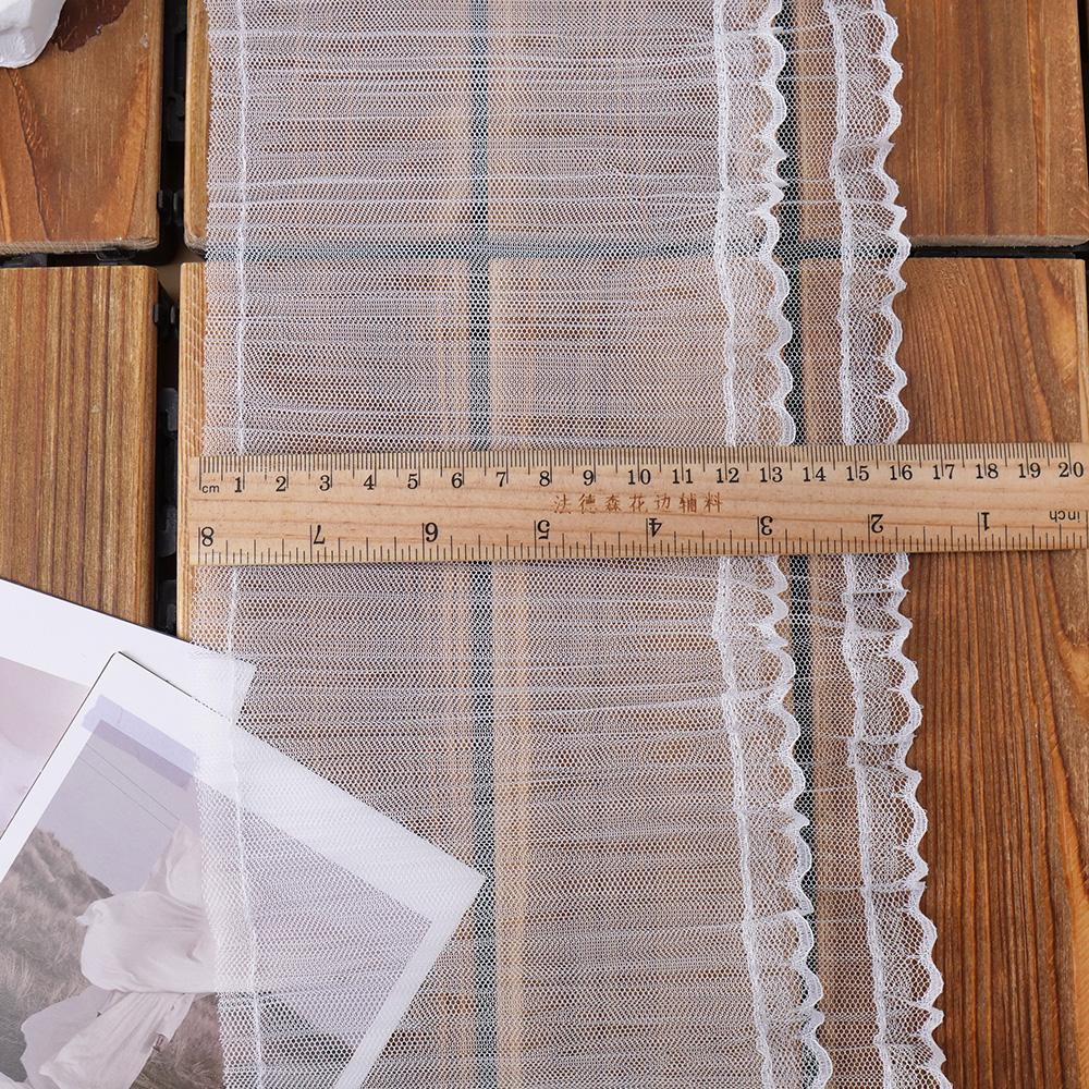 16CM Wide Double Layers Chiffon Mesh Pleated Fabric Fringe Ribbon Lace Trim Curtain Dress Hemline Sewing DIY Crafts Materials