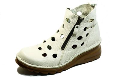 Летние сапоги, толстые, из натуральной кожи с двойной перфорацией [Yuko Matsumoto], женские сандалии, подошва, Япония, молния, сапоги, (23см, цвет слоновой кости)