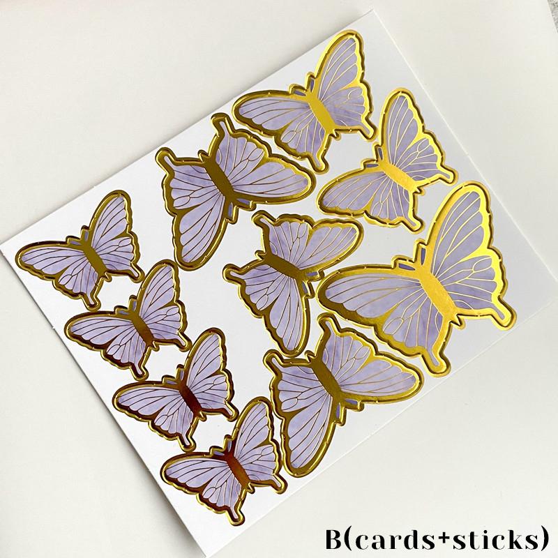 9/10 шт. золотые розовые фиолетовые бабочки для украшения торта, свадьбы, дня рождения, десерта, кекса, 3D-материала в виде бабочки, сделай сам, сувениры для вечеринки