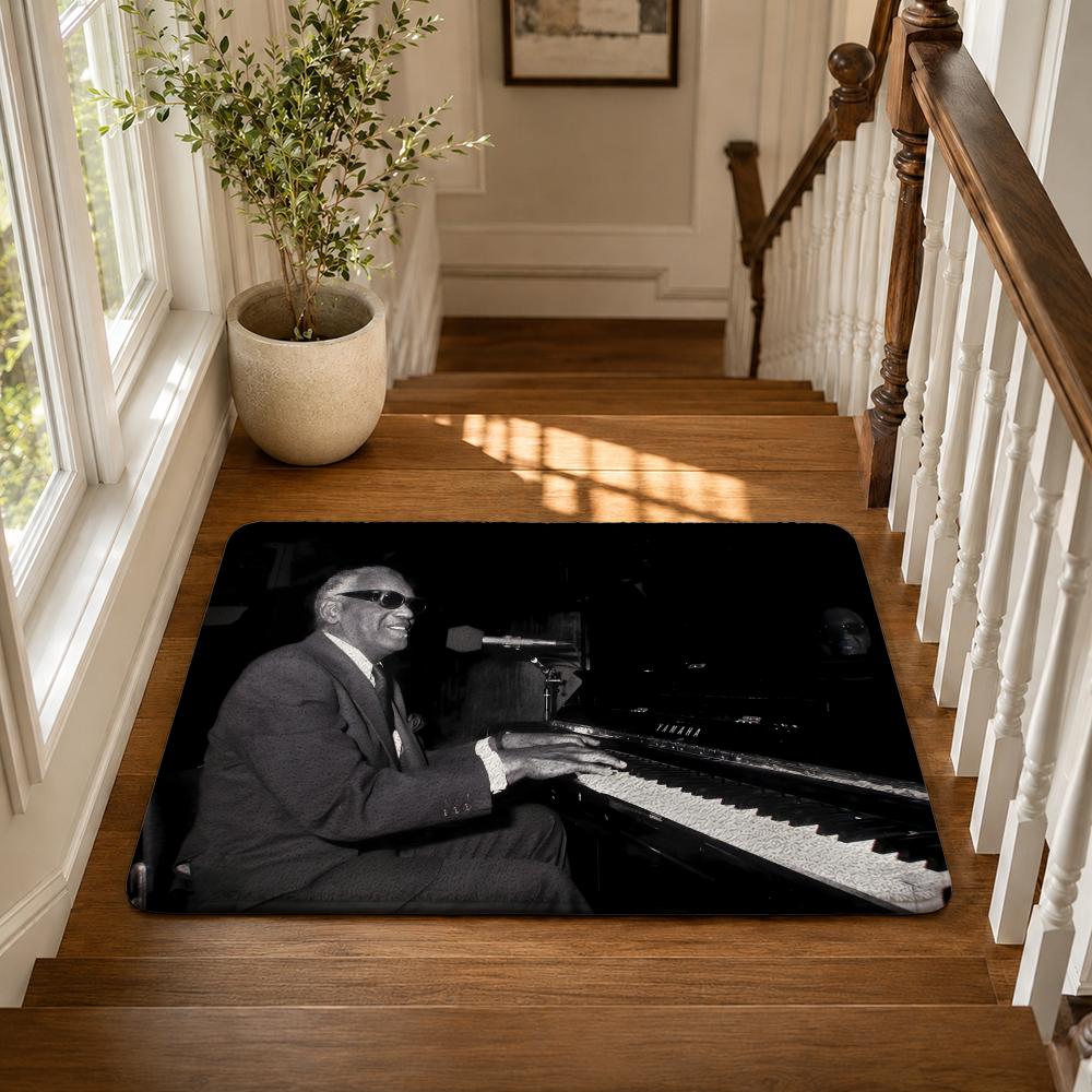 Ray C-Charles Floor Mat Flannel Rug Non Slip Absorbent Soft Washable For Entryway Hallway Bathroom Kitchen Decor
