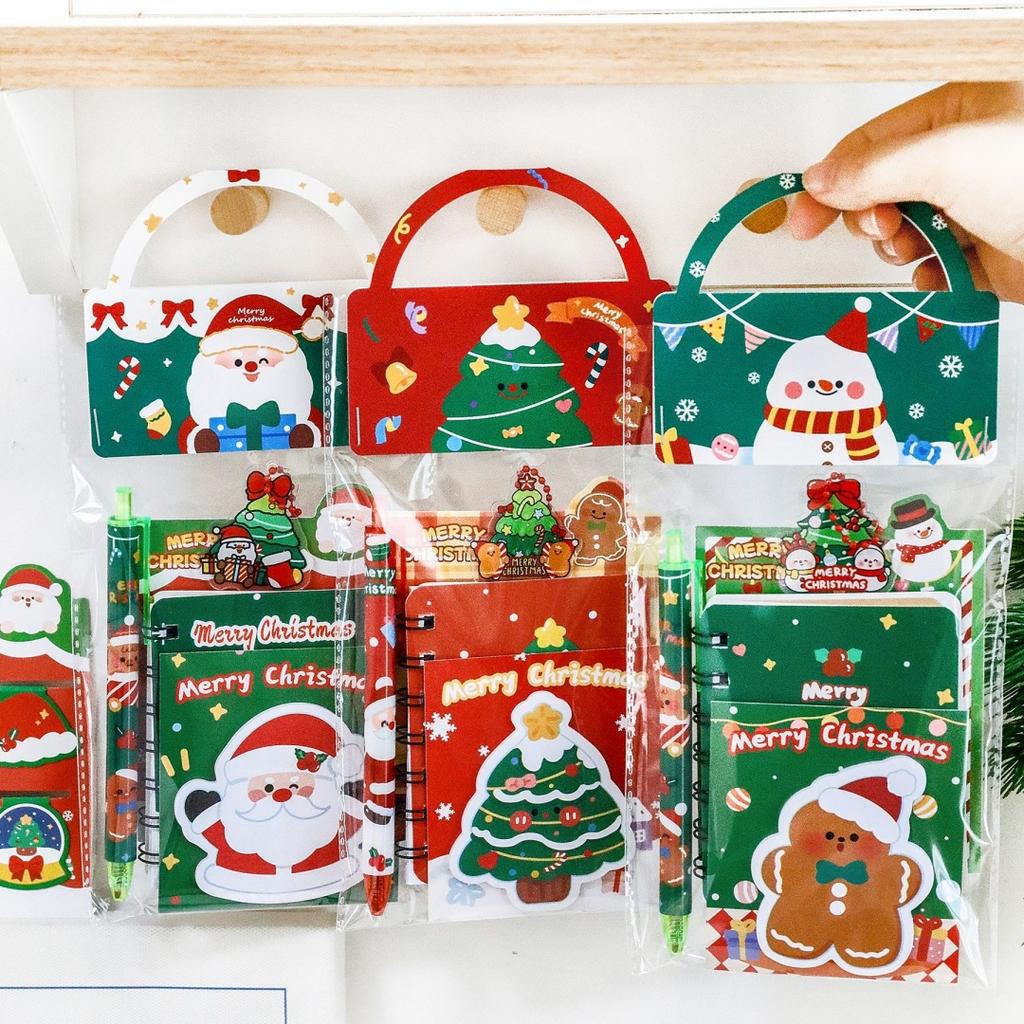 Christmas Stationery Set Xmas Gifts With Pen Notebook Sticky Note Bookmark Keychain Kids Birthday Gift Classroom Rewards