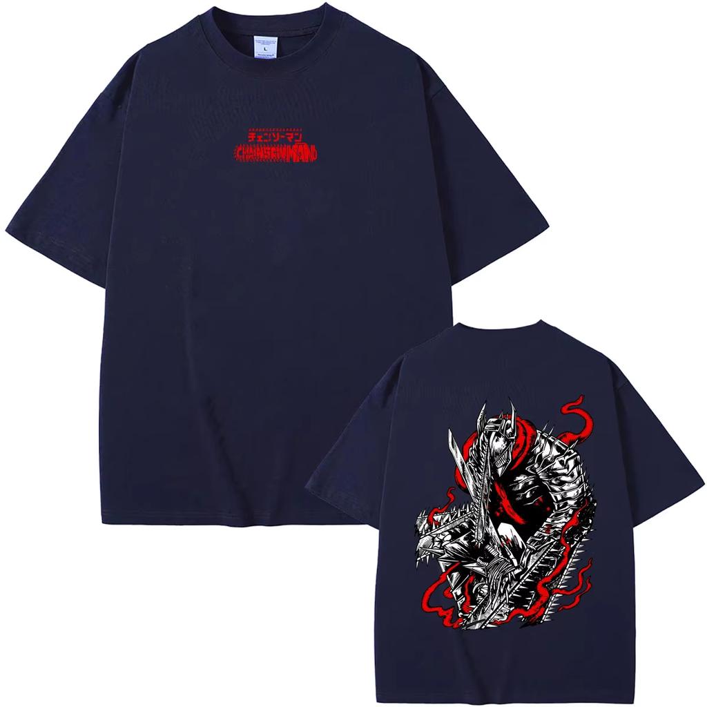 Special Offer Chainsaw Man Anime Print T-Shirt, Fun Denji & Pochita Cartoon Tee, Unisex, Vintage Sleeve Men And Women Comfortable T-shirt