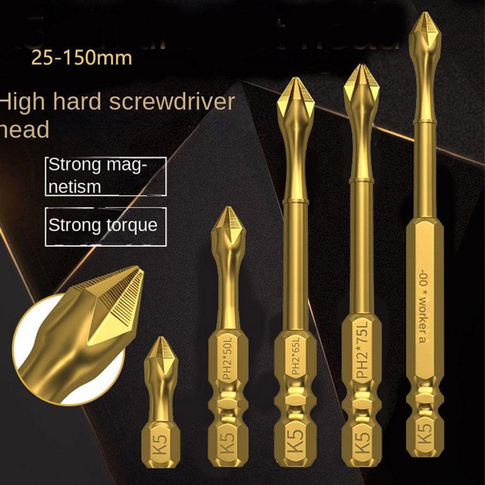 1/6 шт. Набор бит крестовых высокой твердости, противоскользящих PH2, для отвертки, с хвостовиком для установки в патрон, биты с крестообразным шлицем