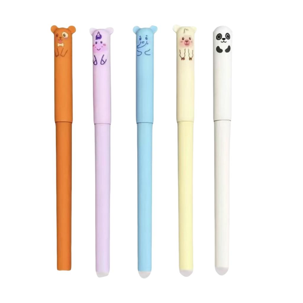 Erasable Gel Pen Thermal Easy-Rub Gel Pen Cute Cartoon Eraser Set With No-Waste Eraser 0.5mm Pen Tip 20ml