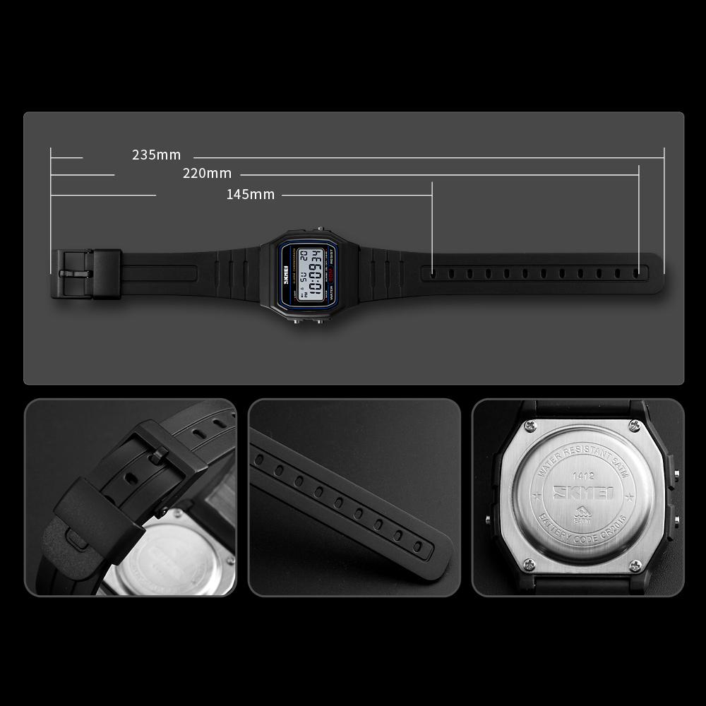 SKMEI 1412 Sports Couple Watches Relogio Feminino Fashion Women Digital Watch Waterproof Display Date Week Female Wristwatch