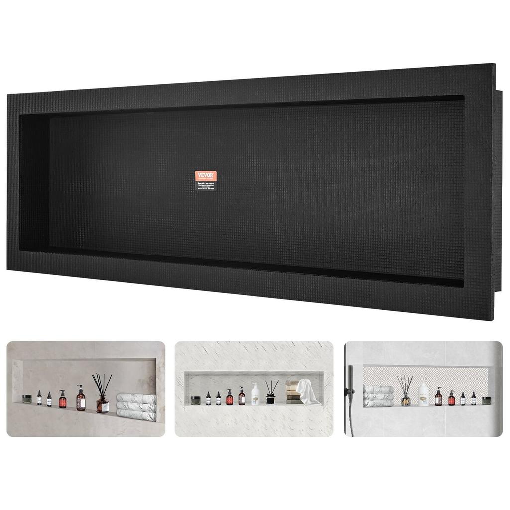 Shower Niche Ready for Tile 40.64 x 127 cm, Single Shelf Organizer, Square Corners Wall-inserted Niche Recessed, Sealed Protection Modern Soap Storage
