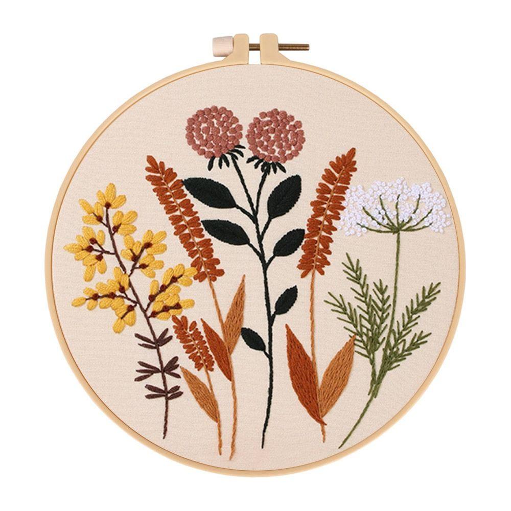 DIY Embroidery Hoops Threads Needlepoint Kit Flower Embroidery Kit Cross Stitch Home Decoration