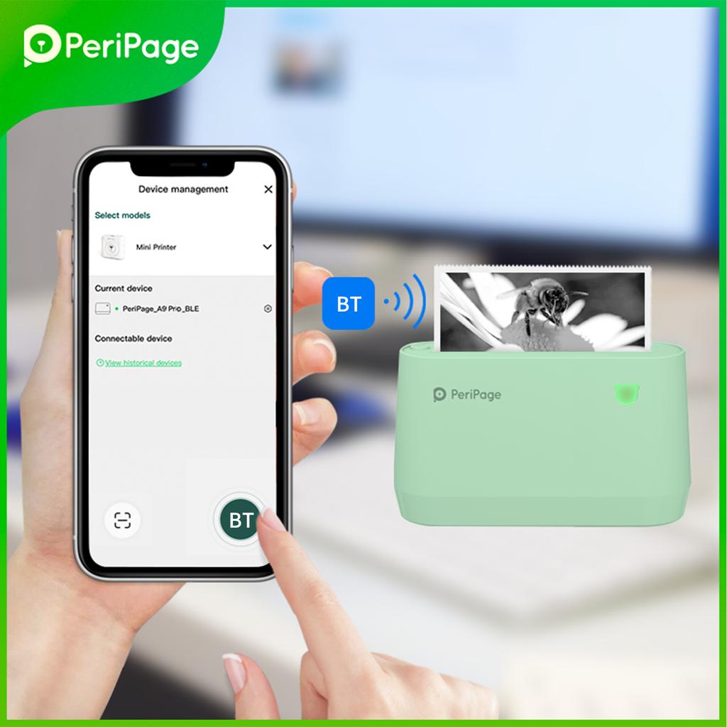 Оригинальный портативный карманный термопринтер PeriPage A9 Pro BT, 304 точки на дюйм, оттенки серого, мини-фото