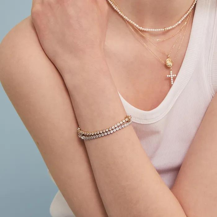 [Same-day Shipping]_Silver 925 Full Bezel Tennis Bracelet #LSB26
