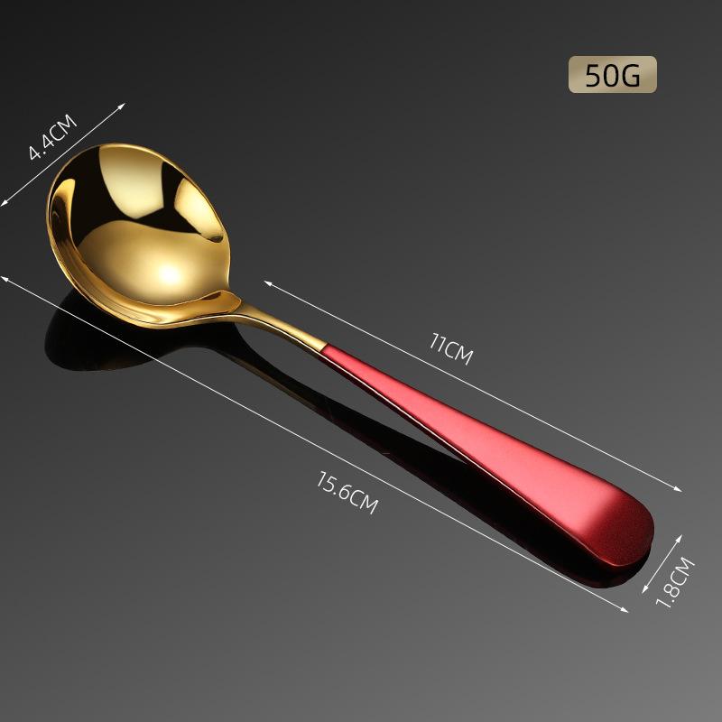 1 Pcs 304 Stainless Steel Spoon Household Dining Round Head Spoon Creative Long Handle Spoon Cute Small Spoon
