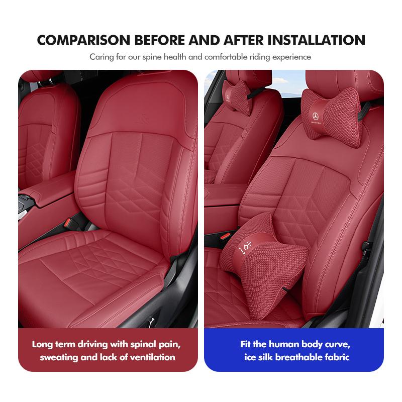 CQT1 Car Headrest Lumbar Support Kit Seat Cushion Neck Pillow Interior For Mercedes Benz AMG A C E S G Class W201 W210 W108 W204 W205