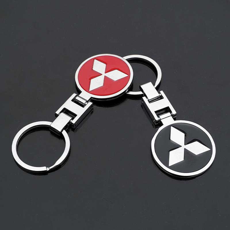1Pcs Mitsubishi Car Emblem Keychain Metal Key Ring Accessories For Mitsubishi EK Pajero Xpander Eclipse Cross ASX L200 Xforce