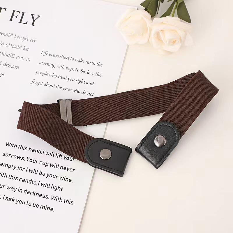 Женский декоративный стиль без проколов Ленивый ремень Универсальные джинсы Невидимый эластичный Без следов и Эластичный студенческий ремень