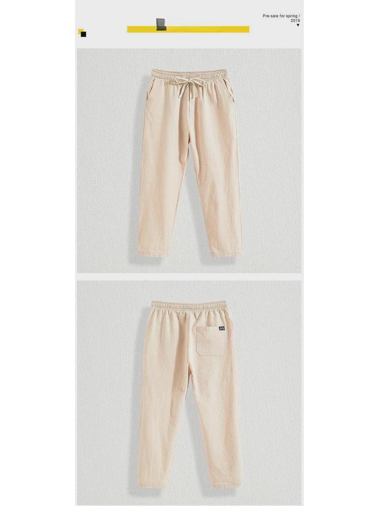 Мужские хлопковые льняные шаровары свободного покроя - летние тонкие, свободные повседневные прямые брюки