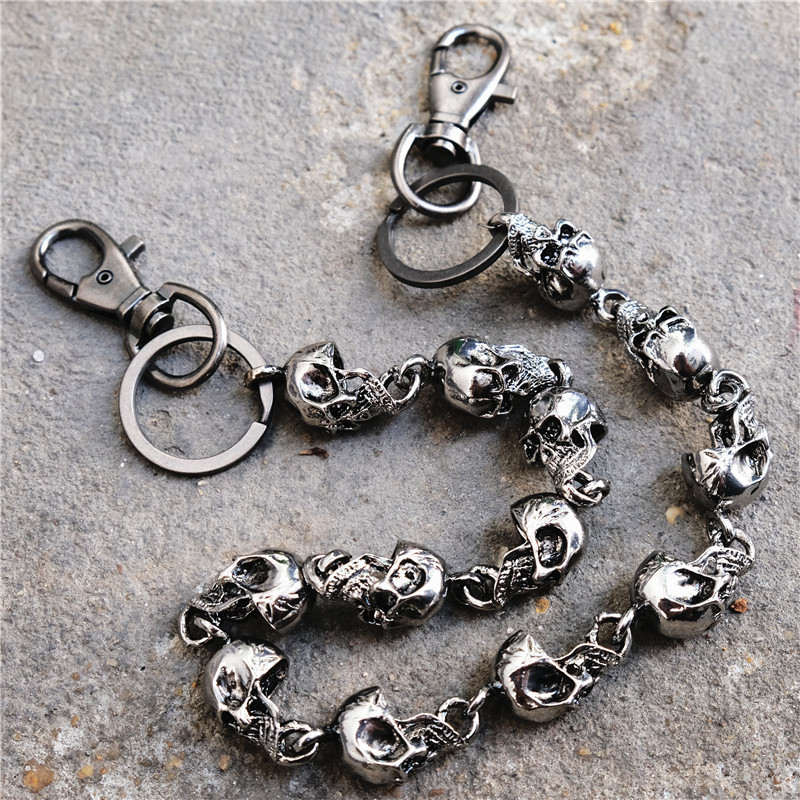 Men's Motorcyle KeyChain Jean Biker Wallet Belts Chain Skull Charm Gothic Rock Skull Pants Trousers Waist Key Men's BL48