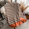 Elegant Ladies' Autumn & Winter Two-Sided Scarf Thick Warm Geometric Pattern Jacquard Shawl With Tassels, Perfect For Daily Use