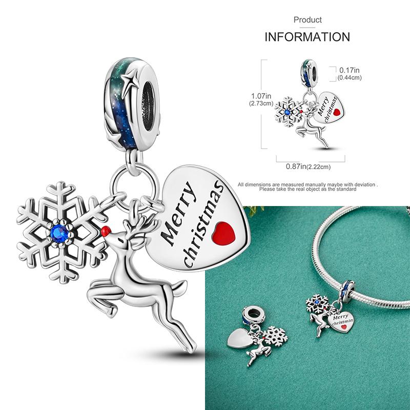 Copper Snowman Beads Christmas Bell Charms Fit 3Mm Women Bracelet Diy Accessories Christmas Gift Fine Jewelry