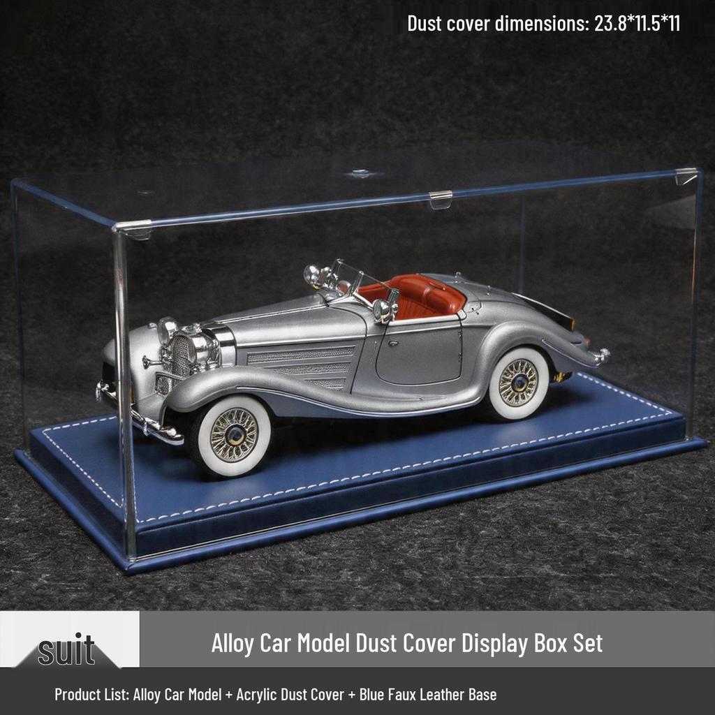 1/24 Mercedes-Benz 500K Модель автомобиля из легкого сплава со звуком и светом: Классический ретро-украшение с откидной крышкой, подарочная коробка к празднику середины осени